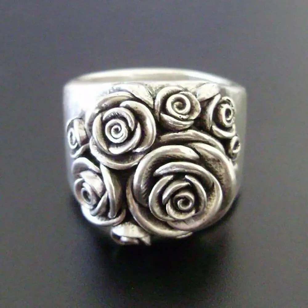 New Women’s Dazzling Flower 925 Silver Beautiful Ring - Picture 7 of 7